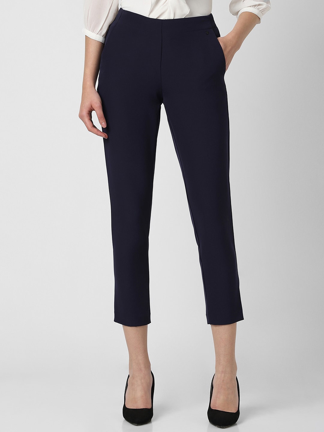 

Van Heusen Woman Women Formal Regular Fit Trousers, Navy blue