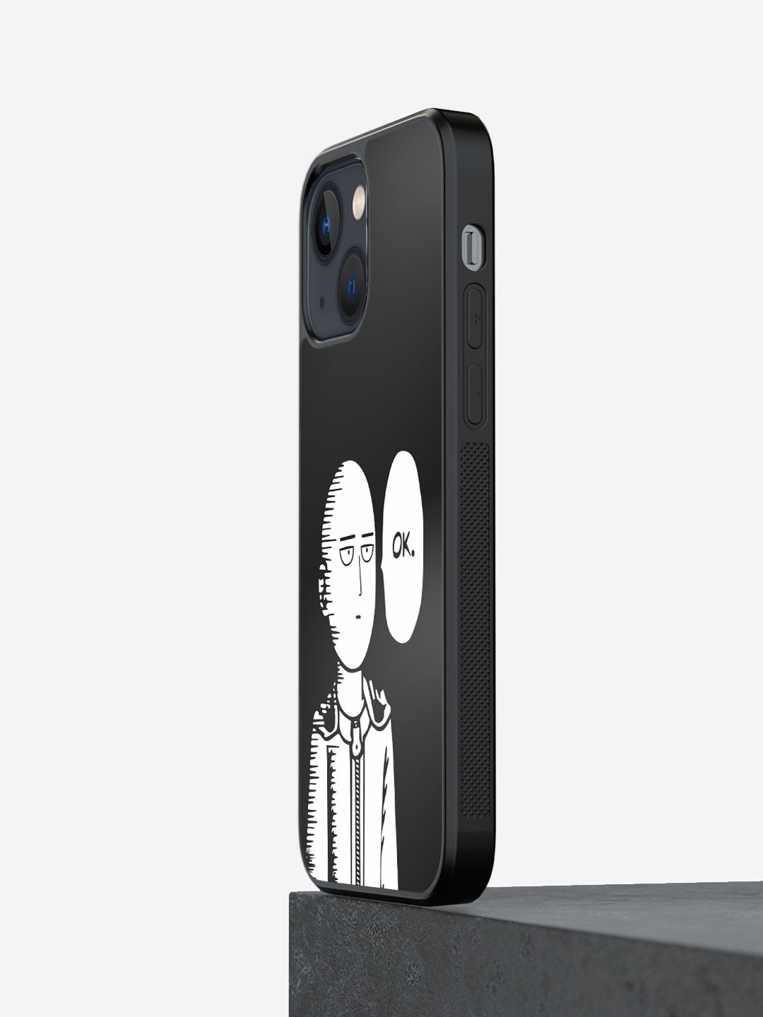 

macmerise Saitama Not Impressed Printed Glossy Finish iPhone 13 Phone Bumper Case Cover, Black