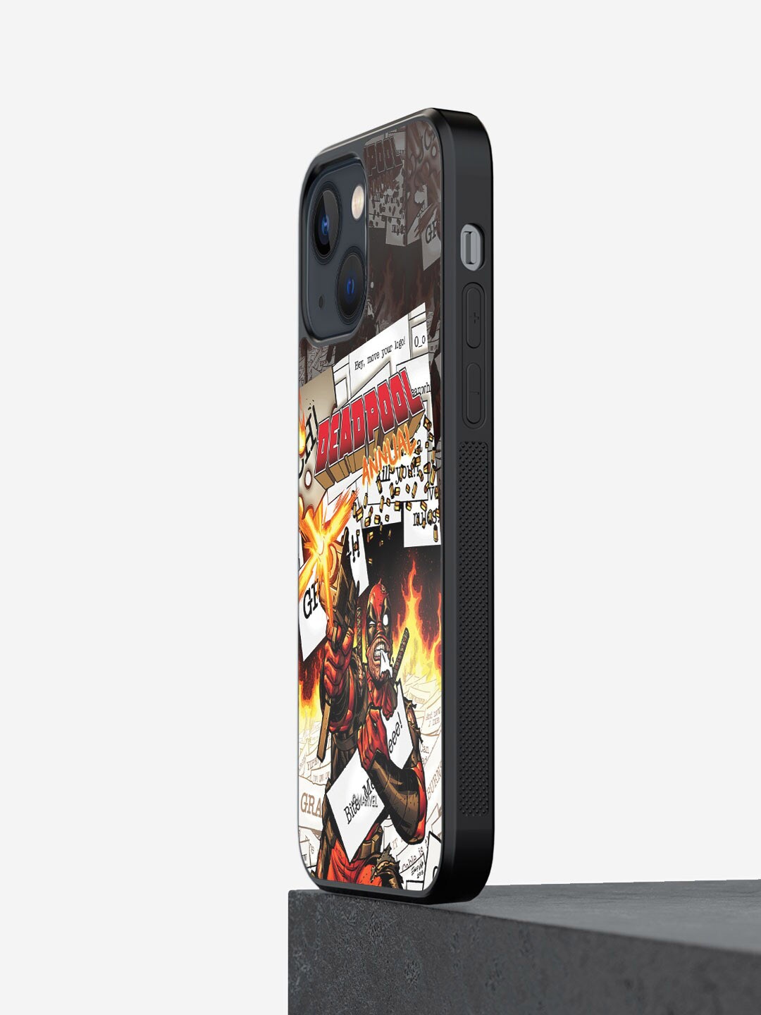 

macmerise Comic Deadpool Printed iPhone 13 Bumper Case Cover, Black