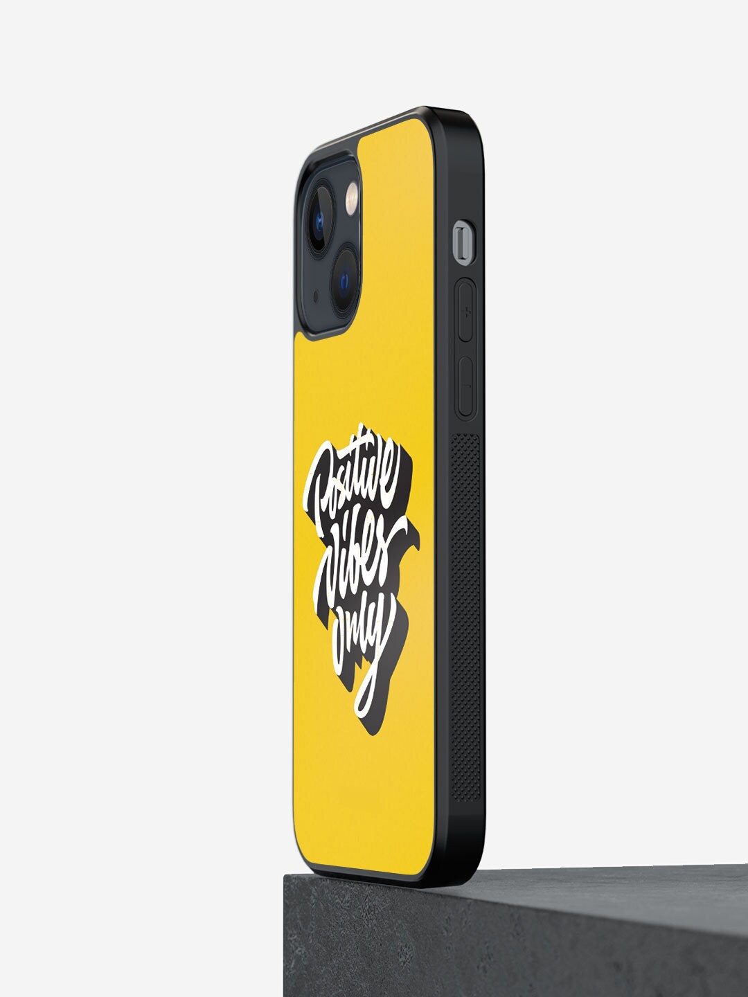 

macmerise Positive Vibes Only Printed iPhone 13 Phone Bumper Case Cover, Yellow