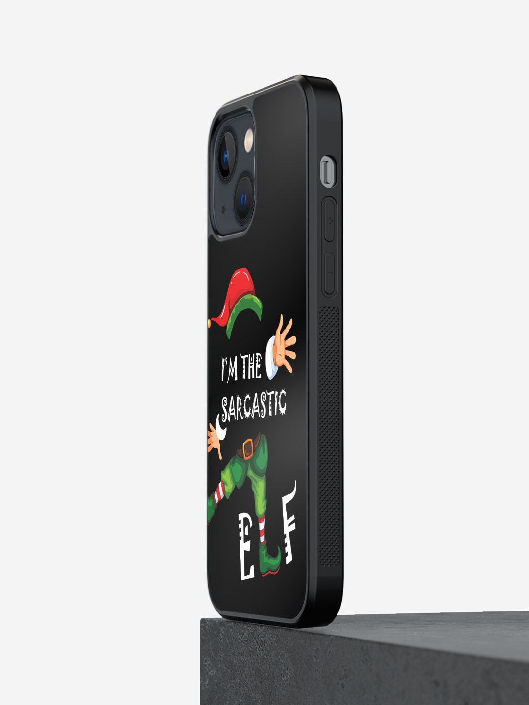 

macmerise Sarcastic Elf Printed iPhone 13 Bumper Case Cover, Black