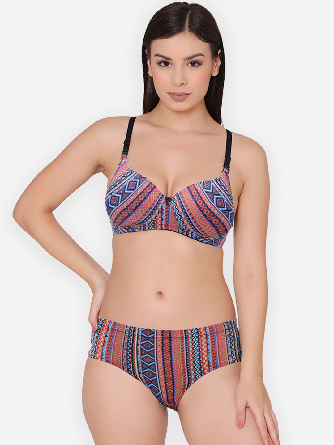 

GROVERSONS Paris Beauty Printed Lingerie Set BP0160-RED BLUE-32B