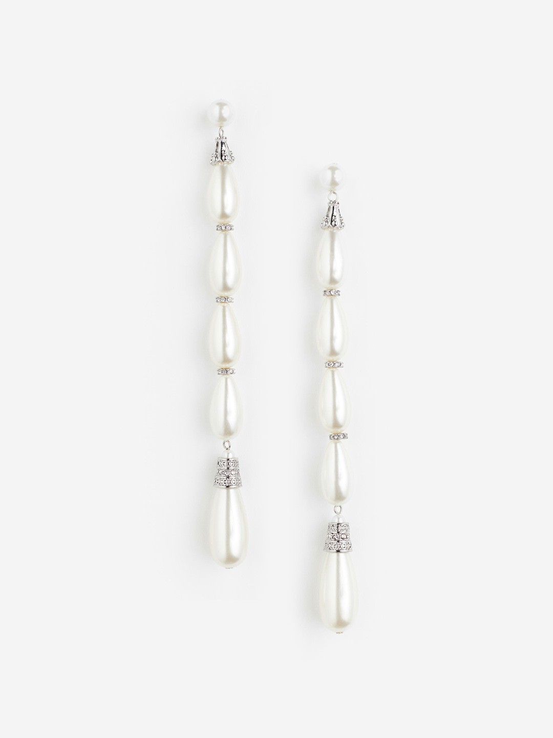 

H&M Women Bead-Detail Pendant Earrings, Silver