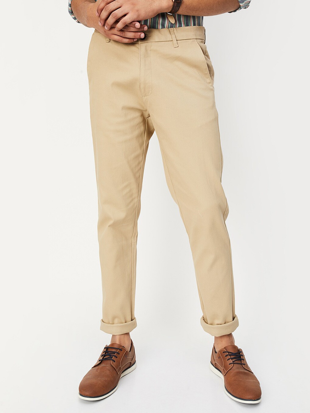 

max Mid-Rise Smart Chinos Trousers, Brown