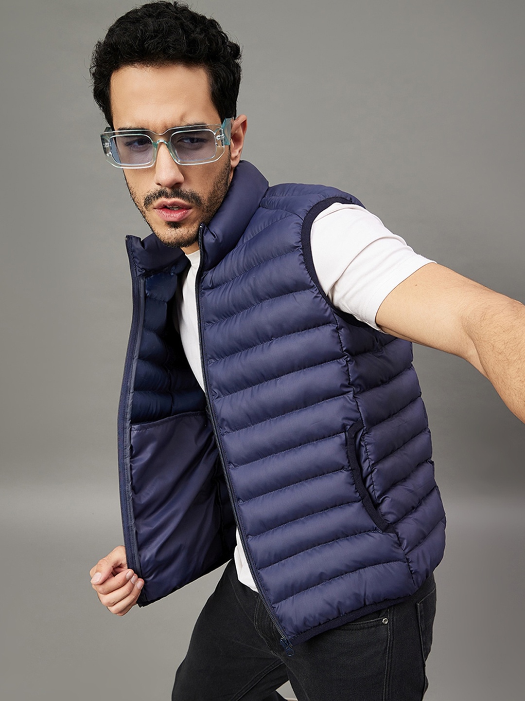 

Club York Mock Collar Lightweight Puffer Jacket, Navy blue