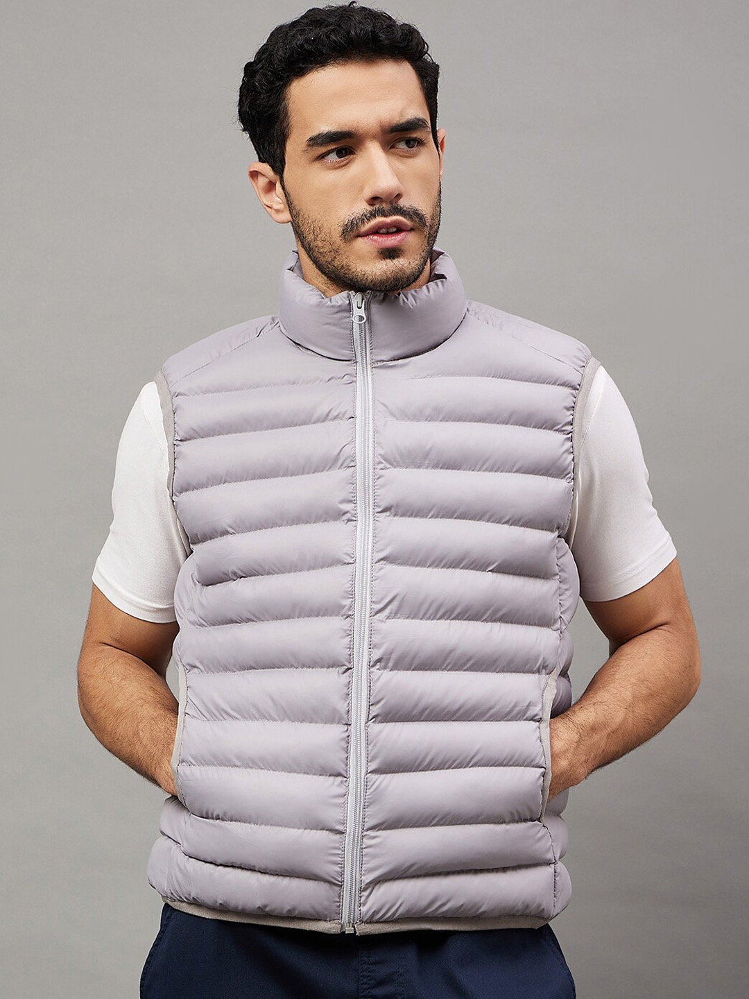

Club York Mock Collar Lightweight Puffer Jacket, Grey