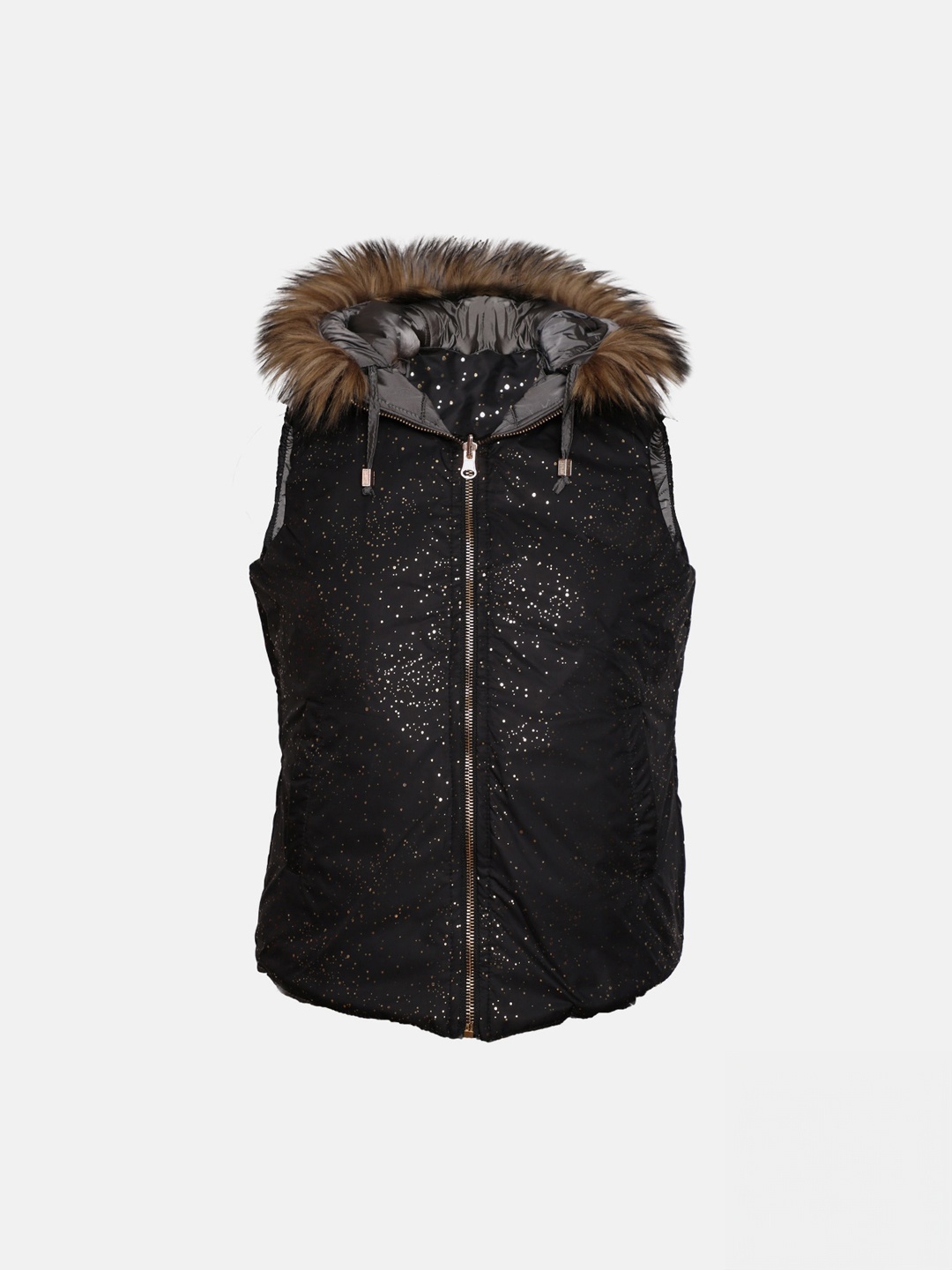 

CHKOKKO Girls Hooded Reversible Parka Jacket, Grey
