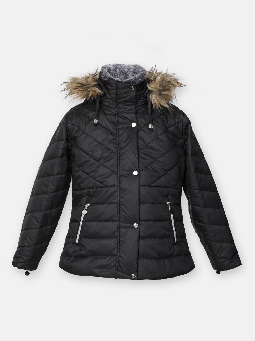 

CHKOKKO Girls Hooded Parka Jacket, Black