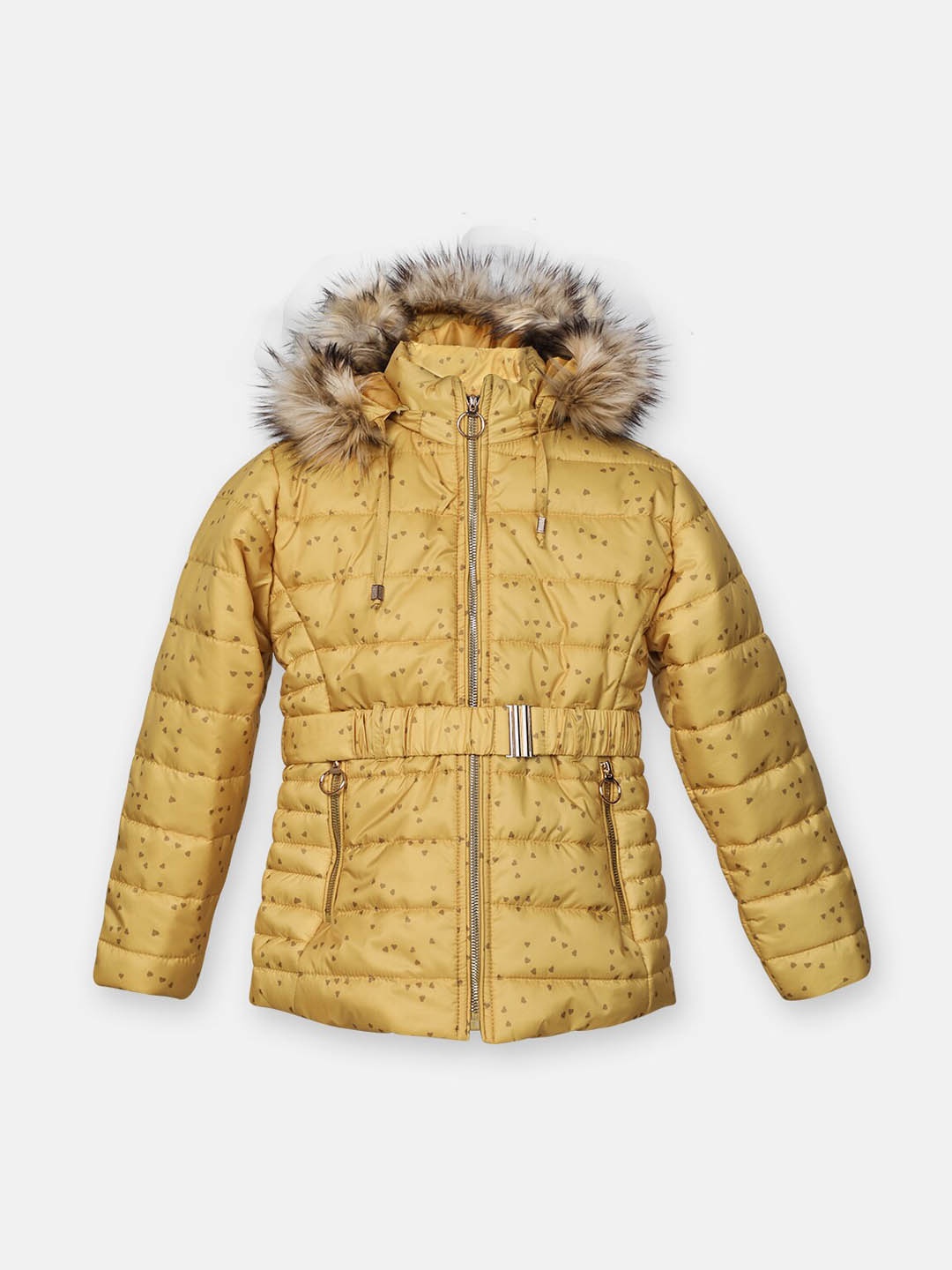 

CHKOKKO Girls Full Sleeves Hooded Puffer Jacket, Yellow