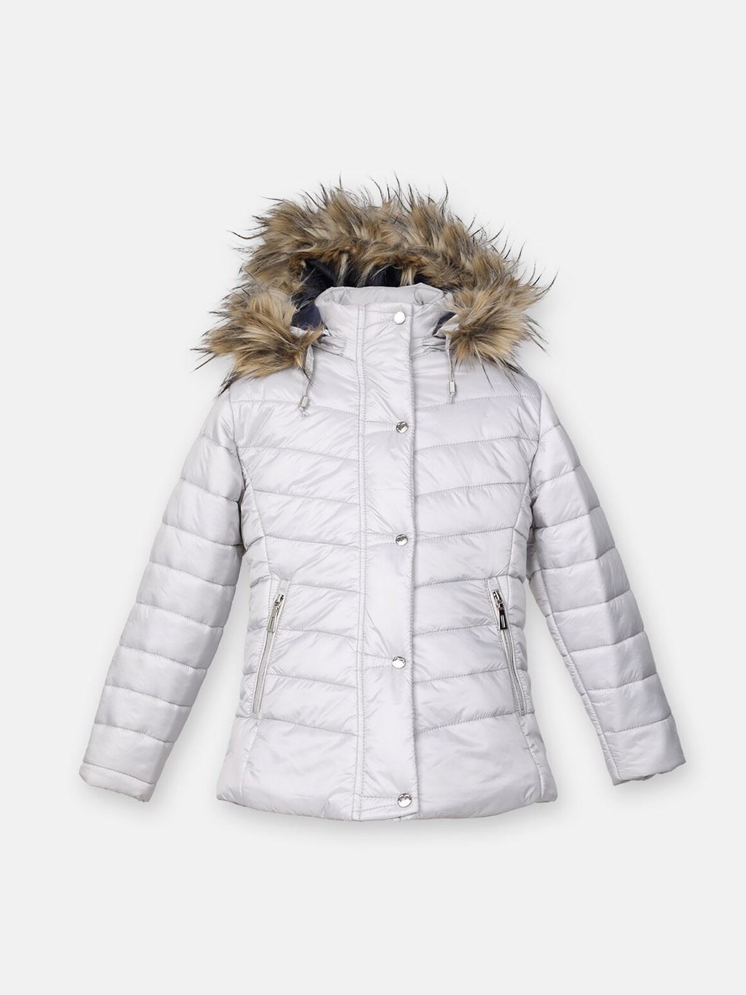 

CHKOKKO Girls Hooded Puffer Jacket, Grey