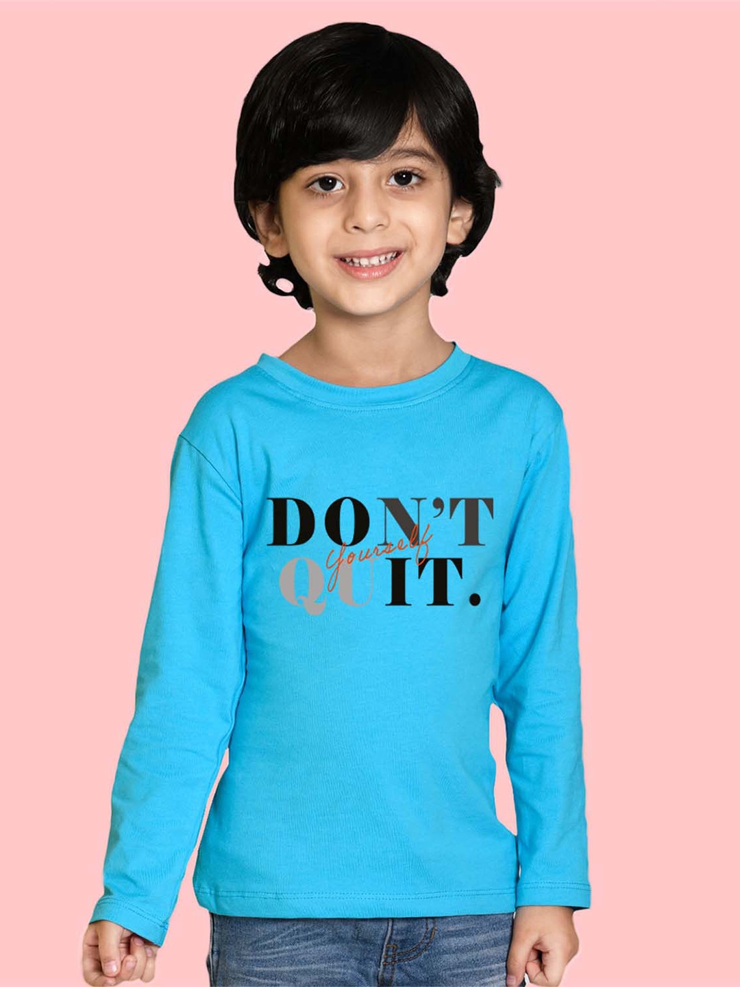 

NUSYL Boys Typography Printed Cotton T-shirt, Blue