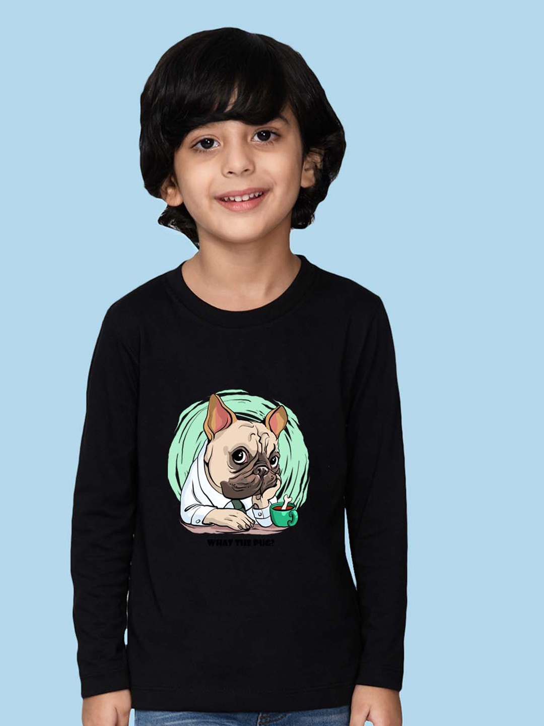 

NUSYL Boys Graphic Printed Cotton Casual T-shirt, Black