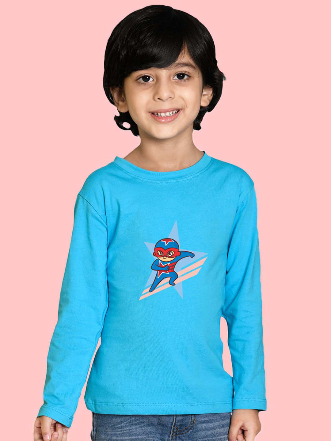 

NUSYL Boys Graphic Printed Cotton Casual T-shirt, Blue