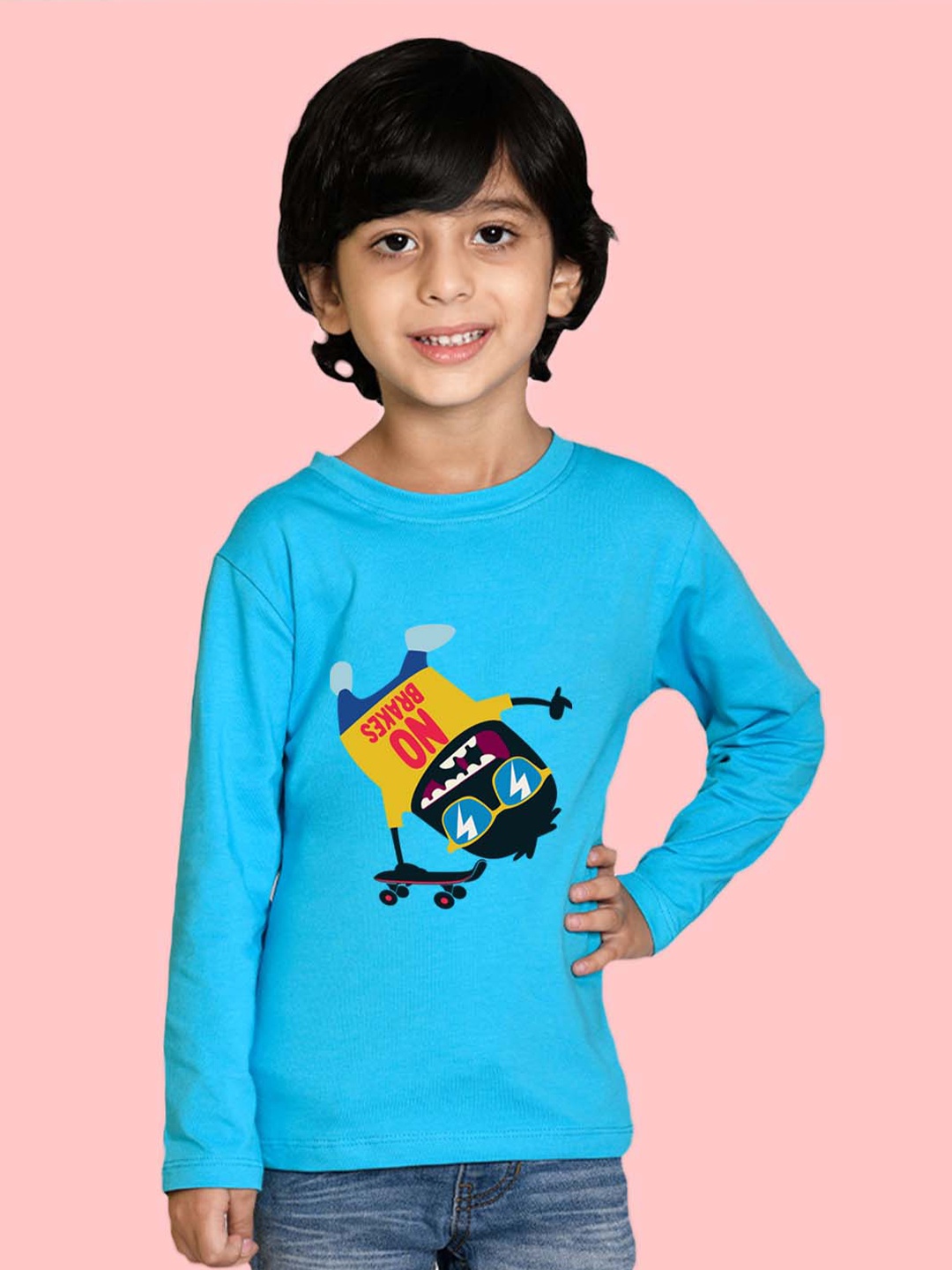 

NUSYL Boys Graphic Printed Long Sleeves T-shirt, Blue