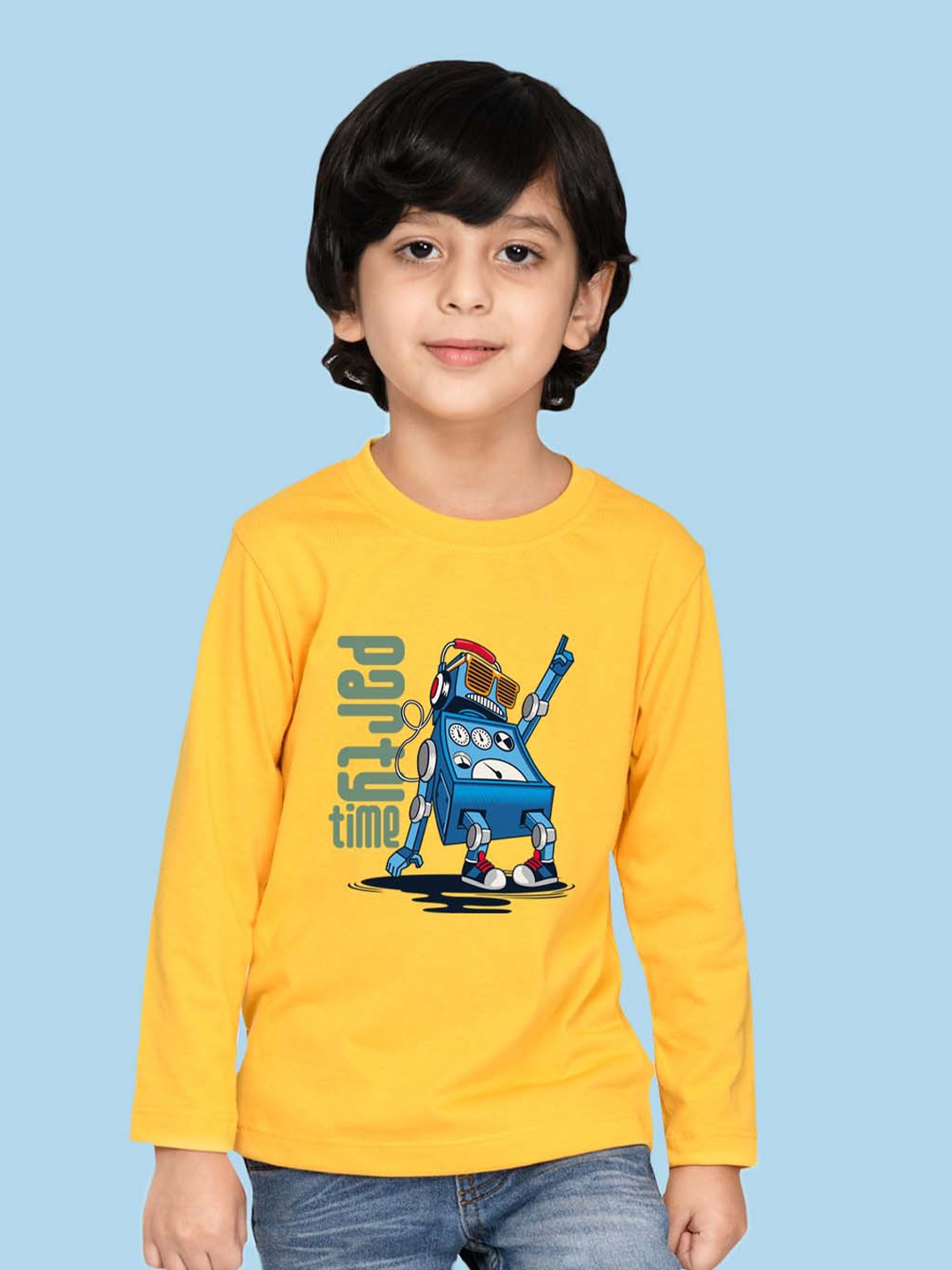 

NUSYL Boys Graphic Printed Long Sleeves T-shirt, Yellow