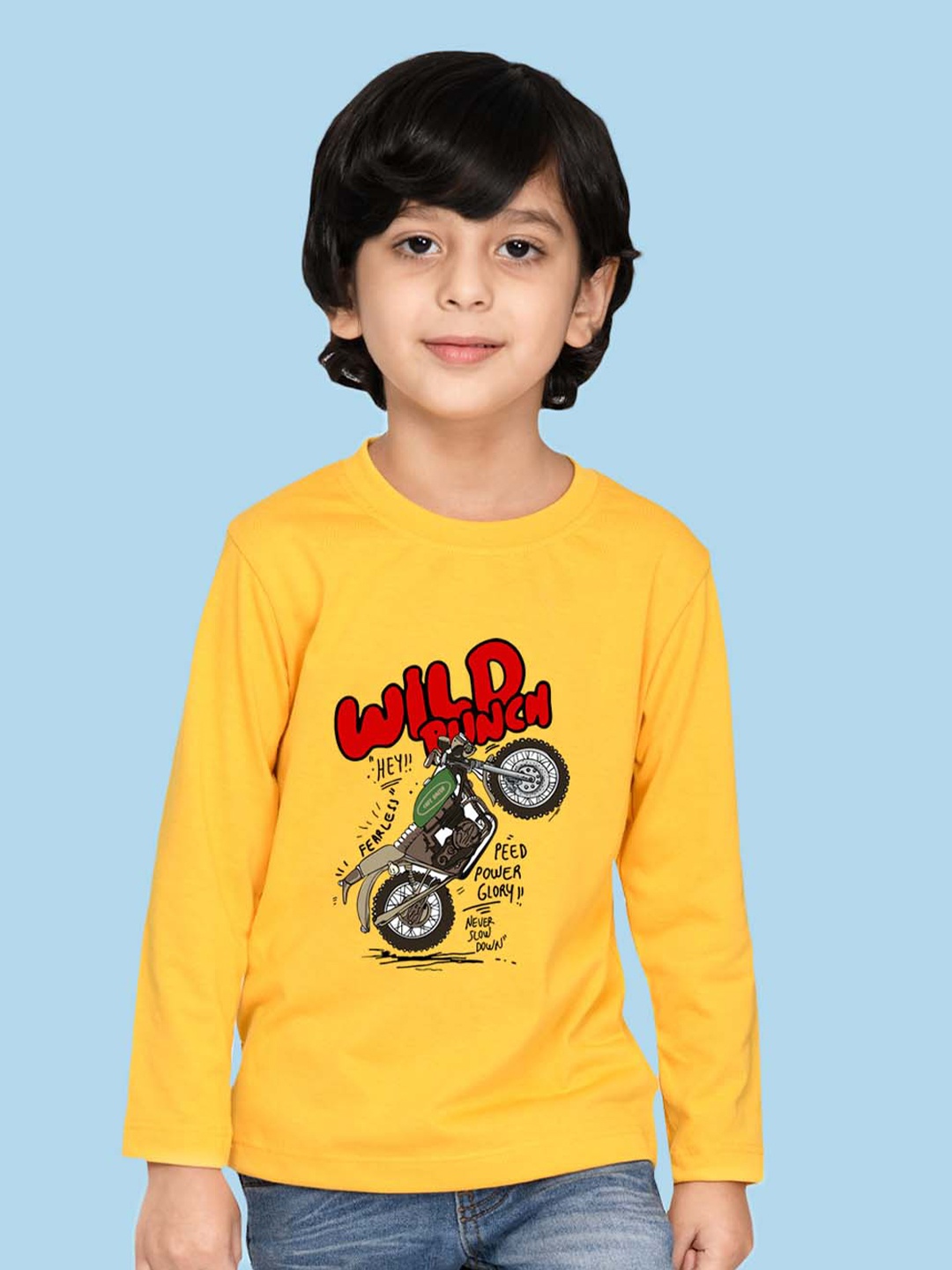 

NUSYL Boys Graphic Printed Cotton T-shirt, Yellow