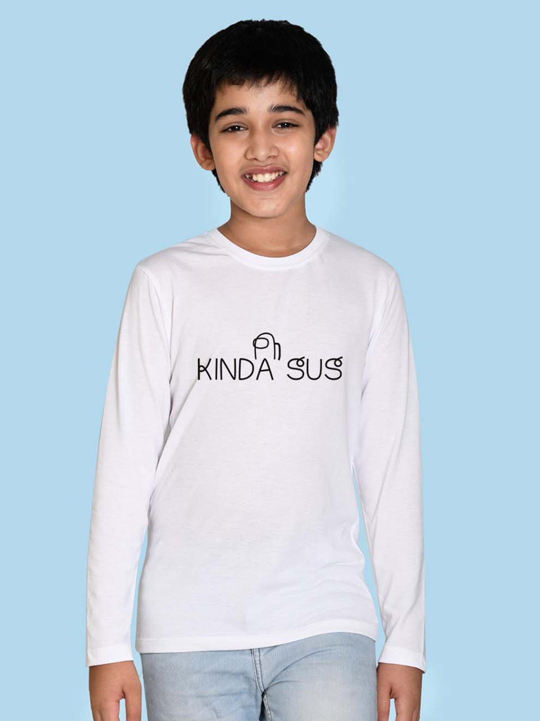 

NUSYL Boys Typography Printed Round Neck Cotton Lightweight T-Shirt, White