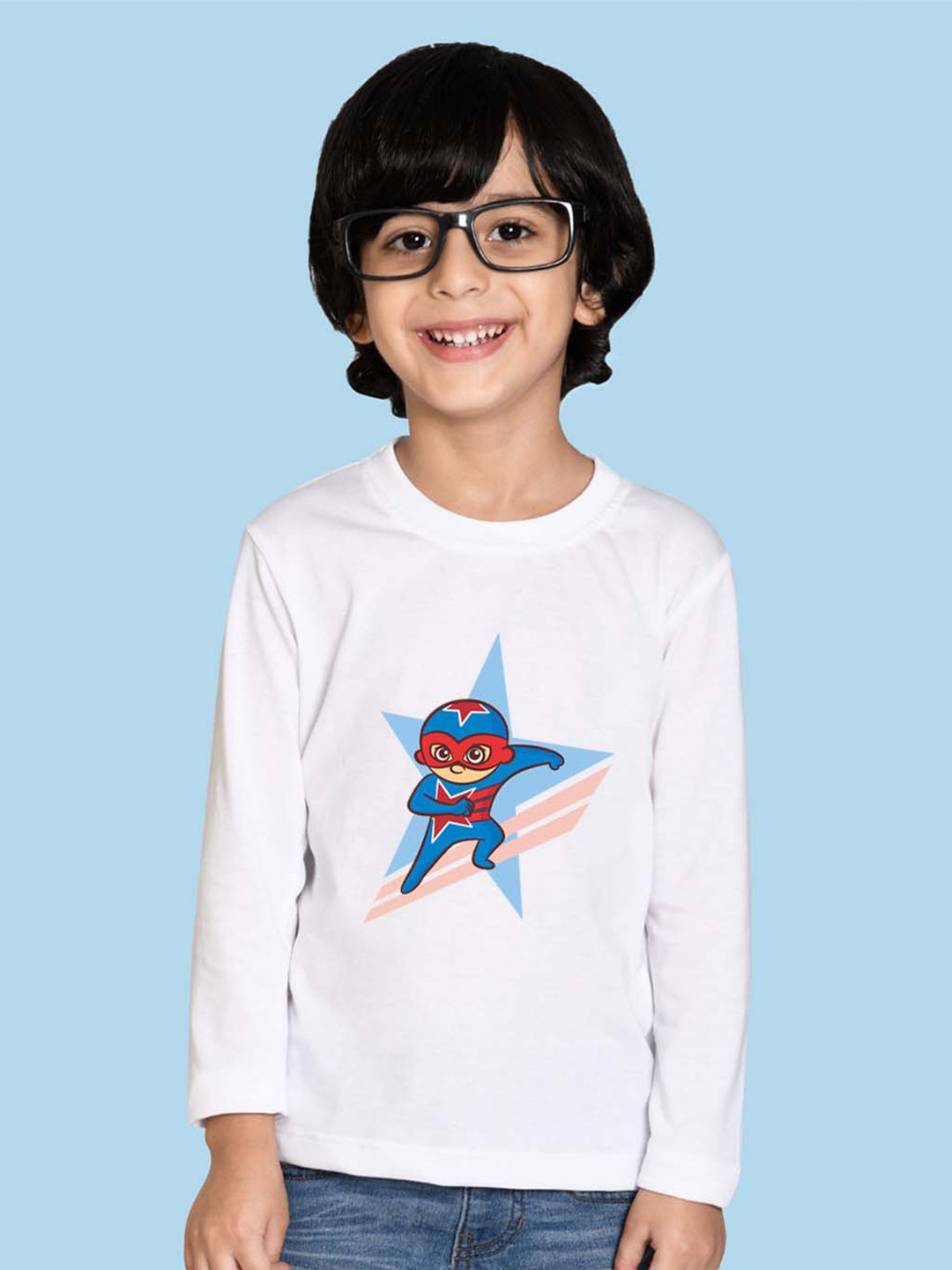 

NUSYL Boys Graphic Printed Round Neck Cotton Lightweight T-Shirt, White