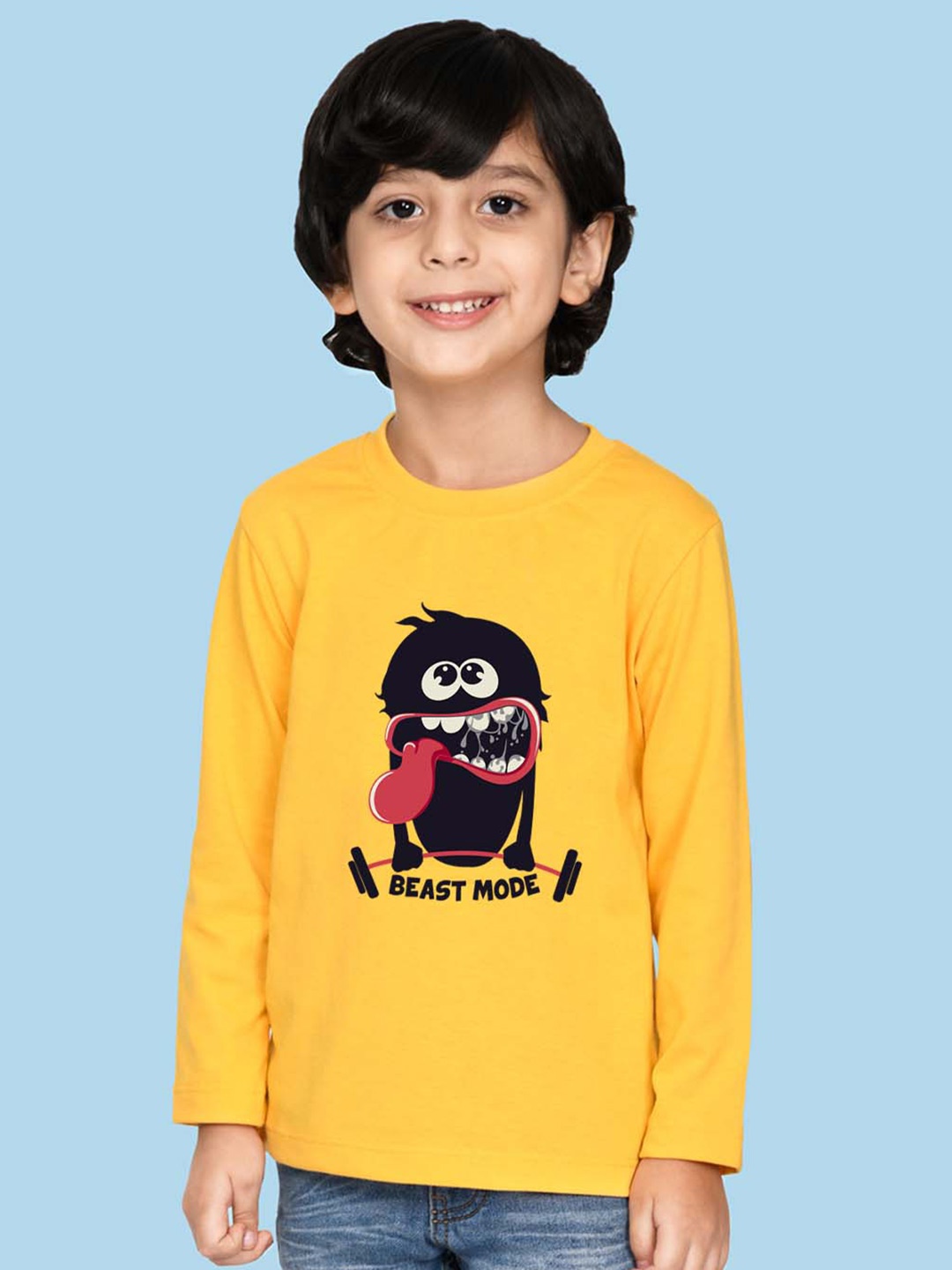 

NUSYL Boys Graphic Printed Pure Cotton T-shirt, Yellow