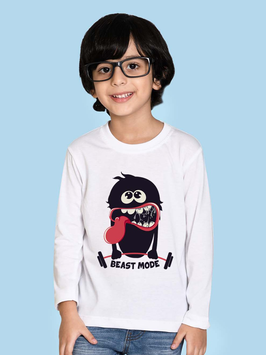 

NUSYL Boys Graphic Printed Cotton T-shirt, White