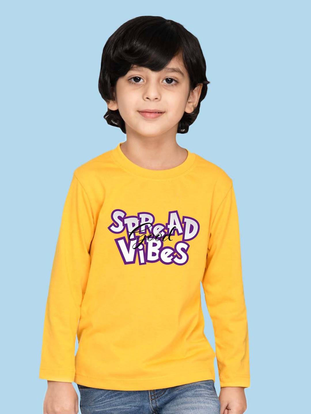 

NUSYL Boys Typography Printed Cotton T-shirt, Yellow