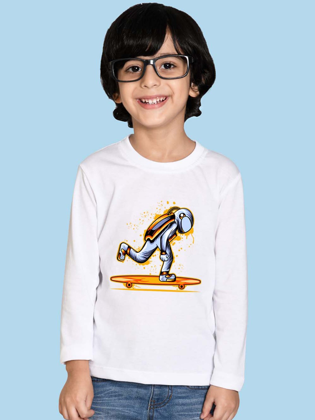 

NUSYL Boys Graphic Printed Cotton T-shirt, White