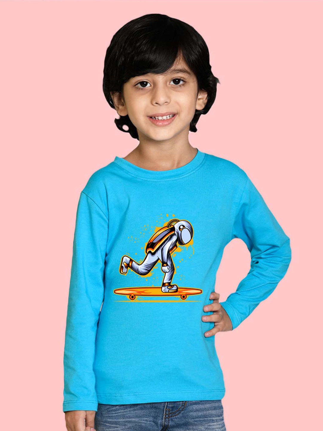 

NUSYL Boys Graphic Printed Cotton T-shirt, Blue