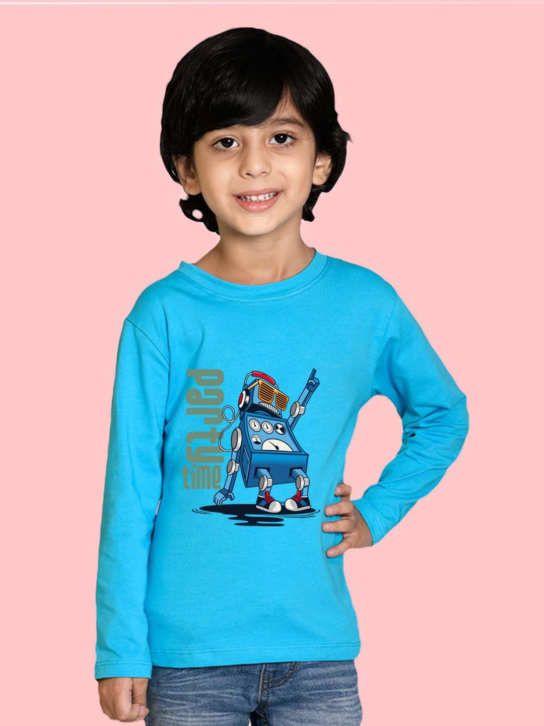 

NUSYL Boys Graphic Printed Cotton T-shirt, Blue