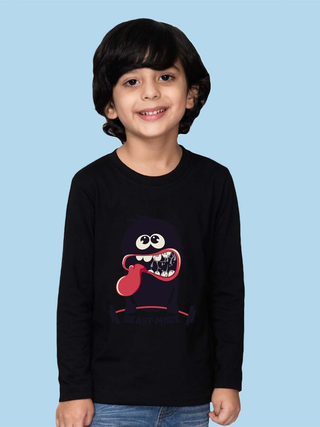 

NUSYL Boys Graphic Printed Cotton T-shirt, Black