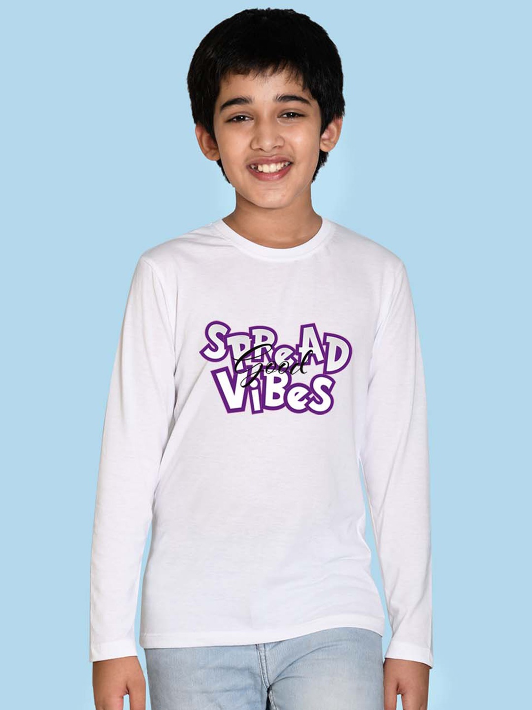 

NUSYL Boys Typography Printed Cotton T-shirt, White