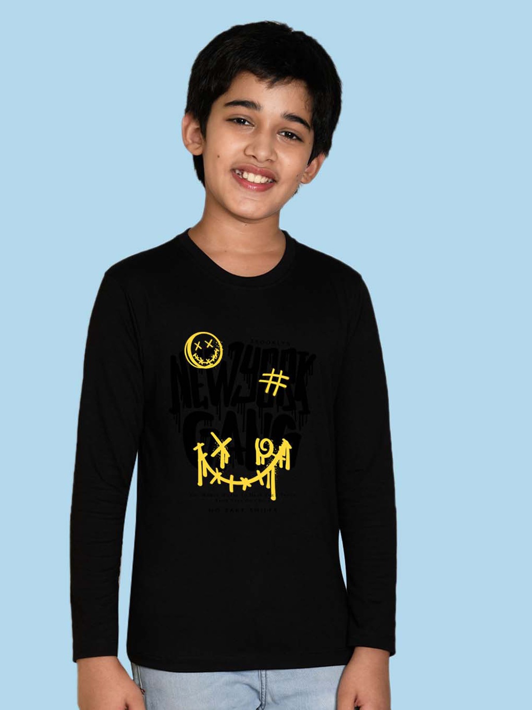 

NUSYL Boys Graphic Printed Cotton Casual T-shirt, Black