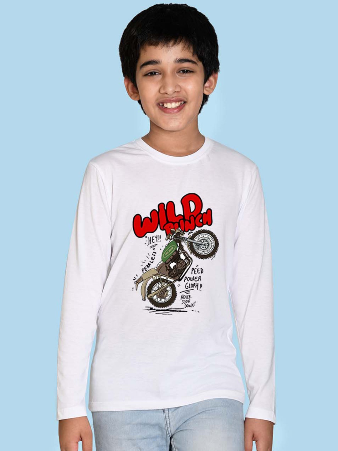 

NUSYL Boys Typography Printed Full Sleeve Cotton T-shirt, White