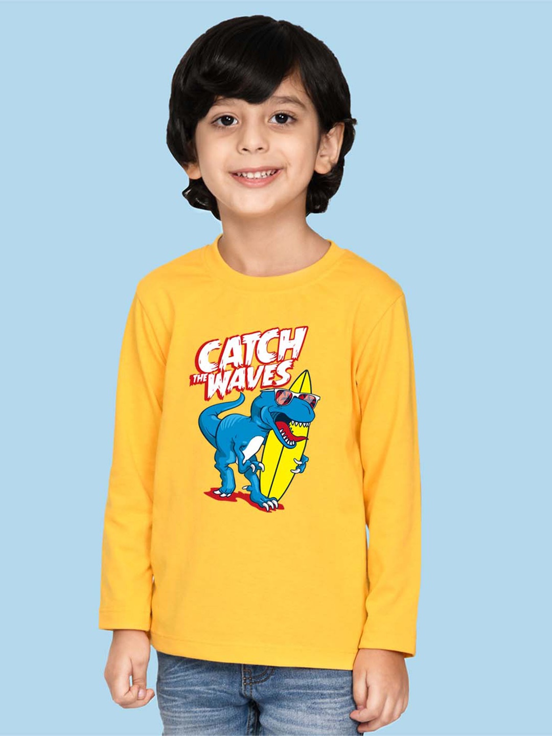 

NUSYL Boys Graphic Printed Cotton Long Sleeved T-shirt, Yellow