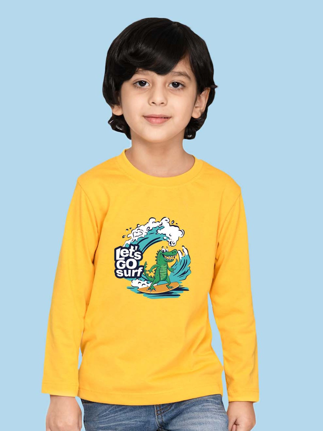 

NUSYL Boys Printed Cotton T-shirt, Yellow