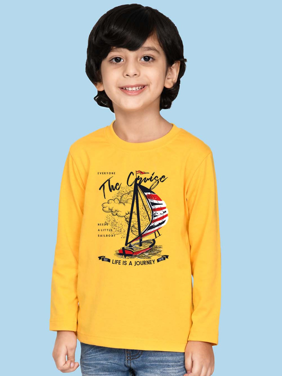 

NUSYL Boys Graphic Printed Cotton Long Sleeved T-shirt, Yellow