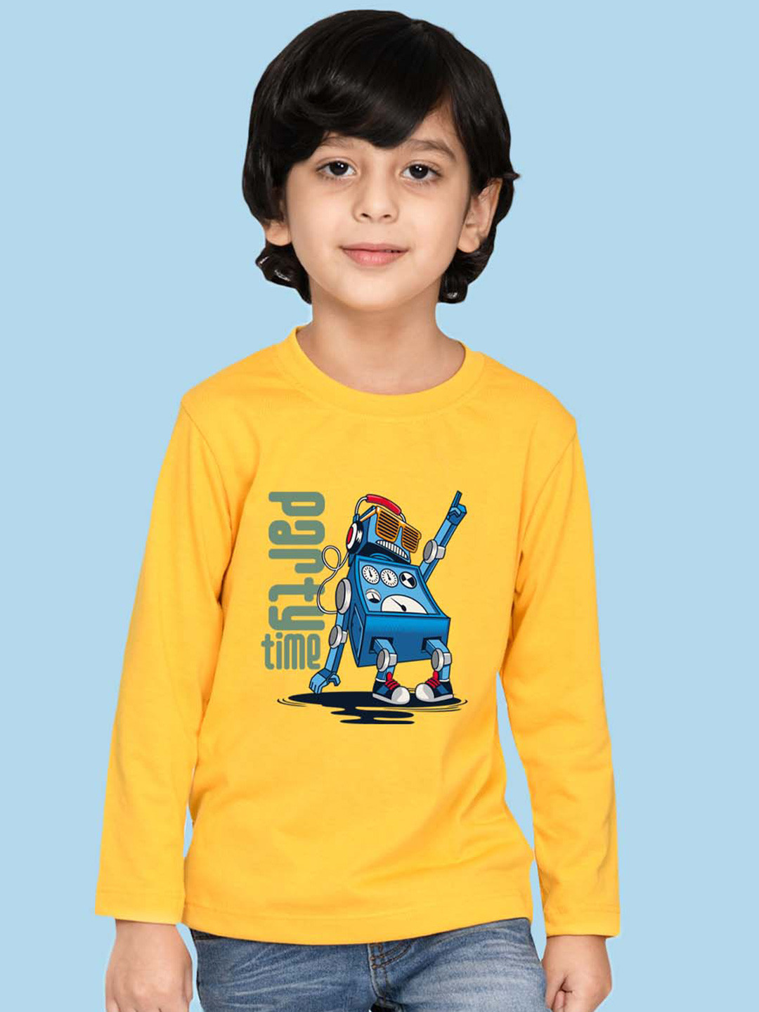 

NUSYL Boys Typography Printed Cotton T-shirt, Yellow