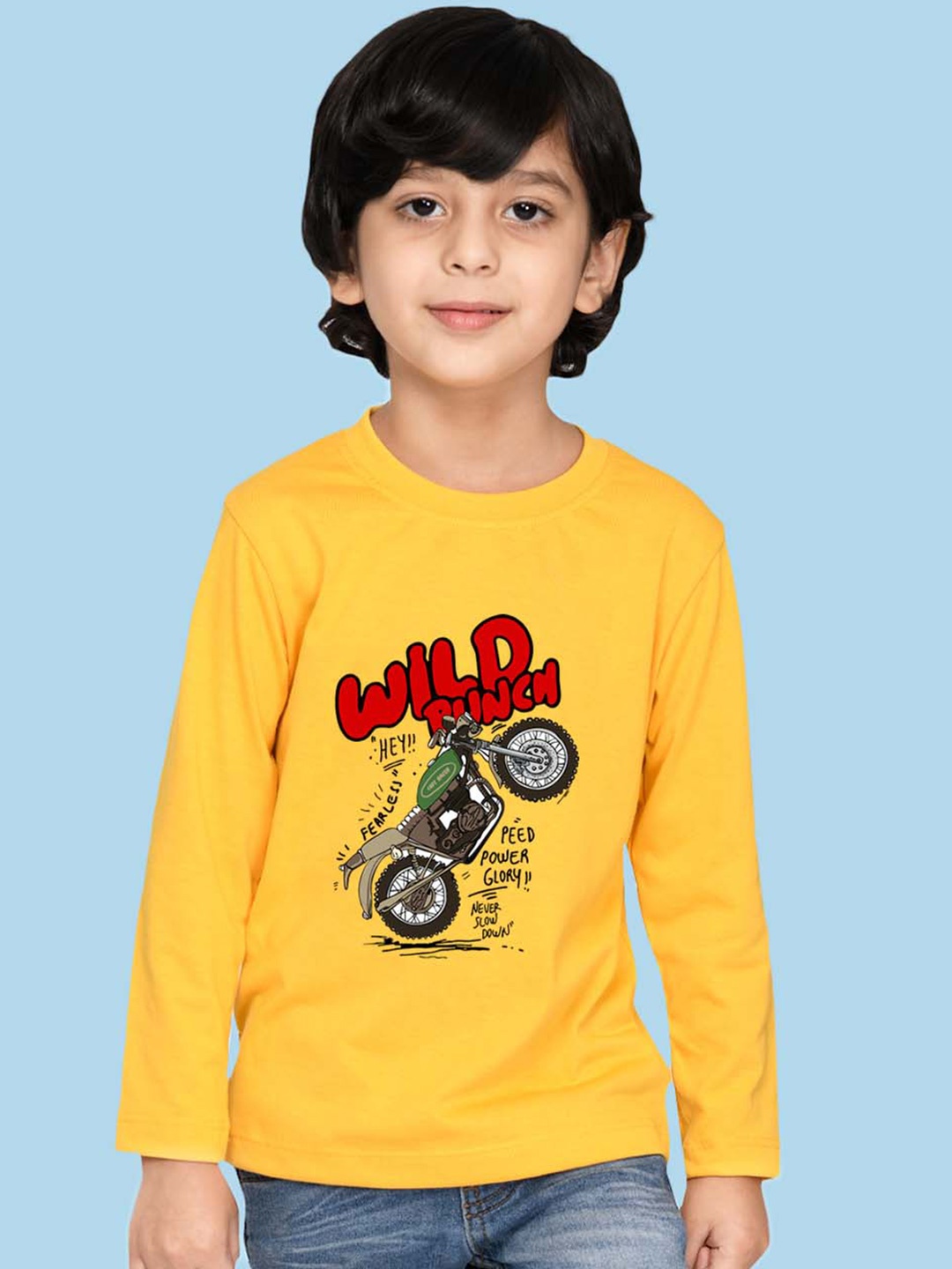

NUSYL Boys Typographic Printed Cotton T-shirt, Yellow