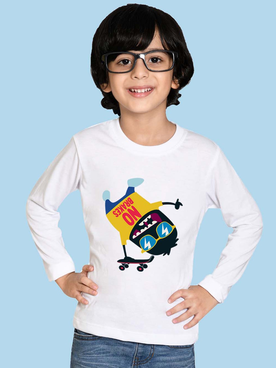 

NUSYL Boys Graphic Printed Cotton T-shirt, White