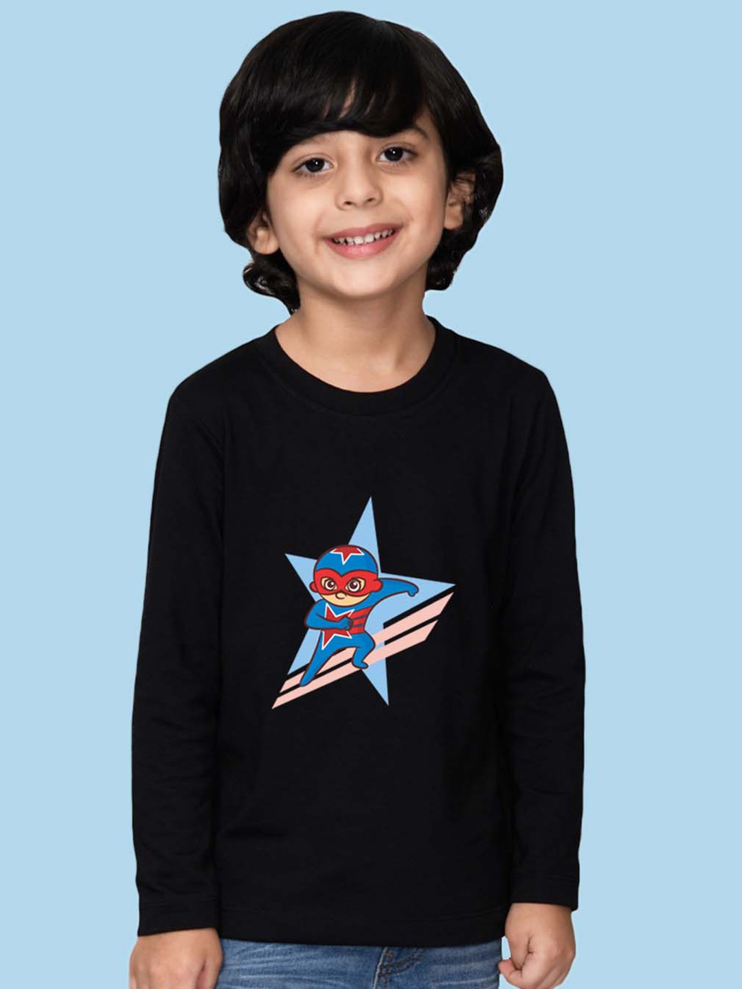 

NUSYL Boys Graphic Printed Cotton T-shirt, Black