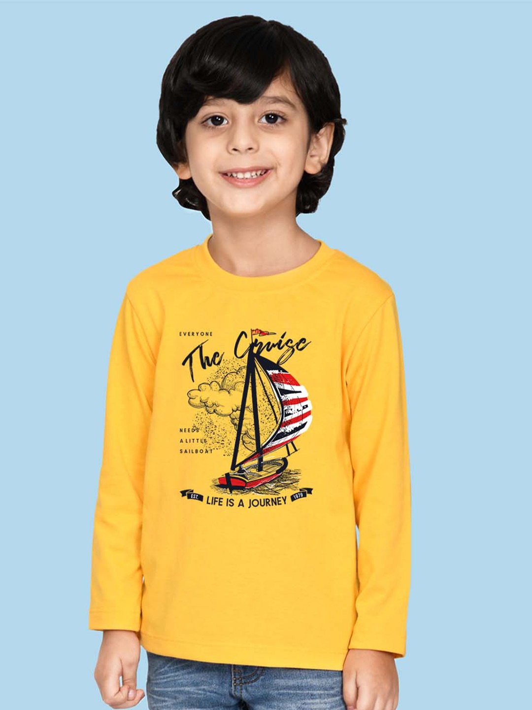 

NUSYL Boys Graphic Printed Cotton T-shirt, Yellow