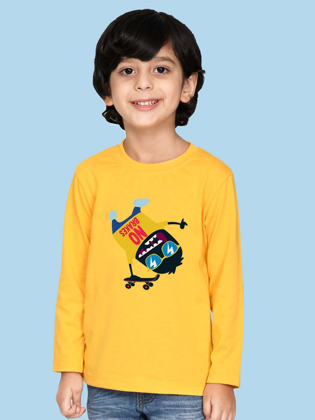 

NUSYL Boys Graphic Printed Cotton T-shirt, Yellow