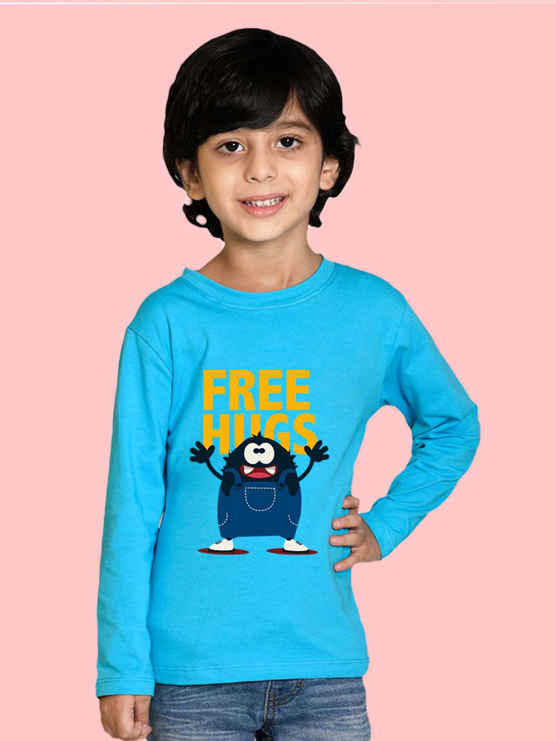 

NUSYL Boys Typographic Printed Cotton T-shirt, Blue