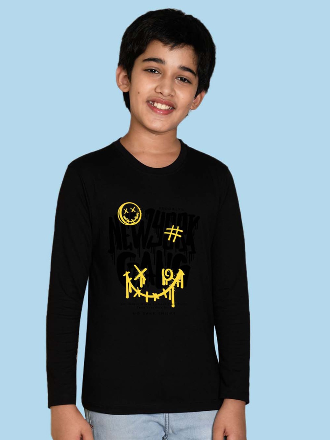 

NUSYL Boys Graphic Printed Cotton T-shirt, Black