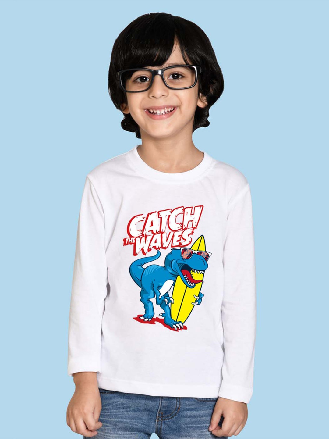 

NUSYL Boys Typography Printed Cotton Casual T-shirt, White