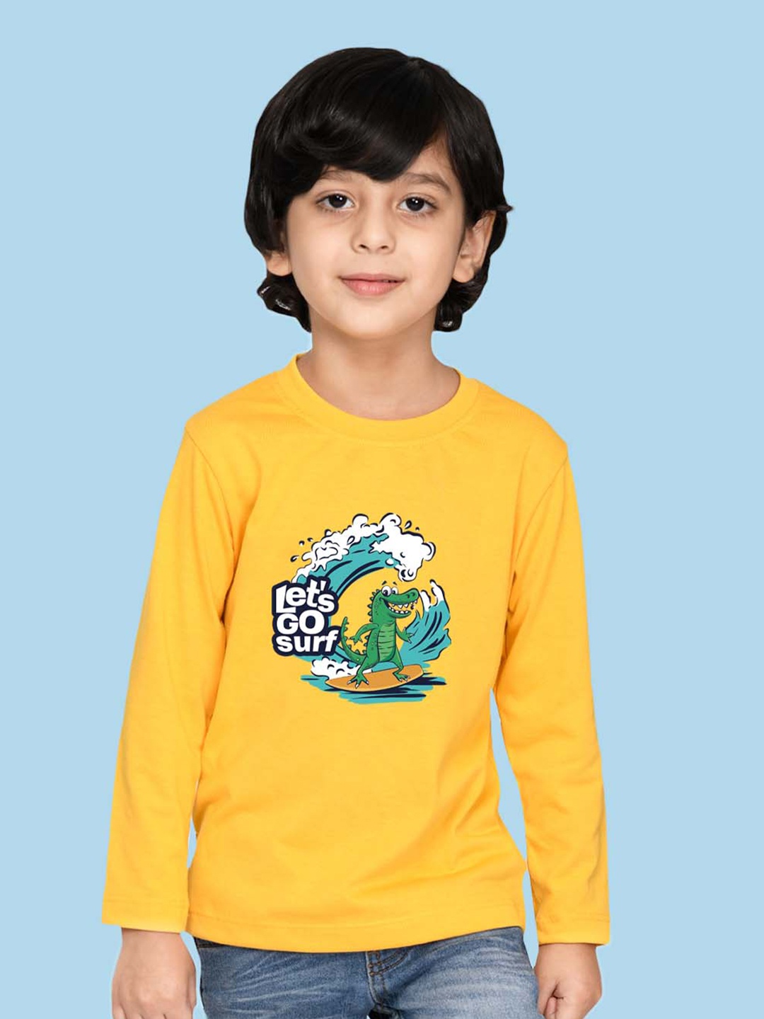 

NUSYL Boys Graphic Printed Round Neck Cotton T-shirt, Yellow