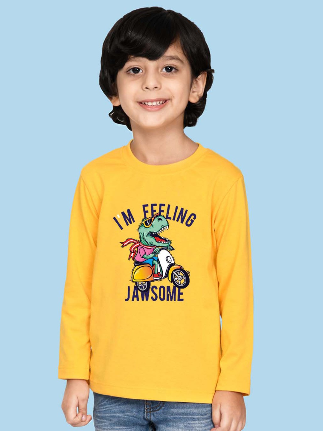 

NUSYL Boys Graphic Printed Cotton T-shirt, Yellow