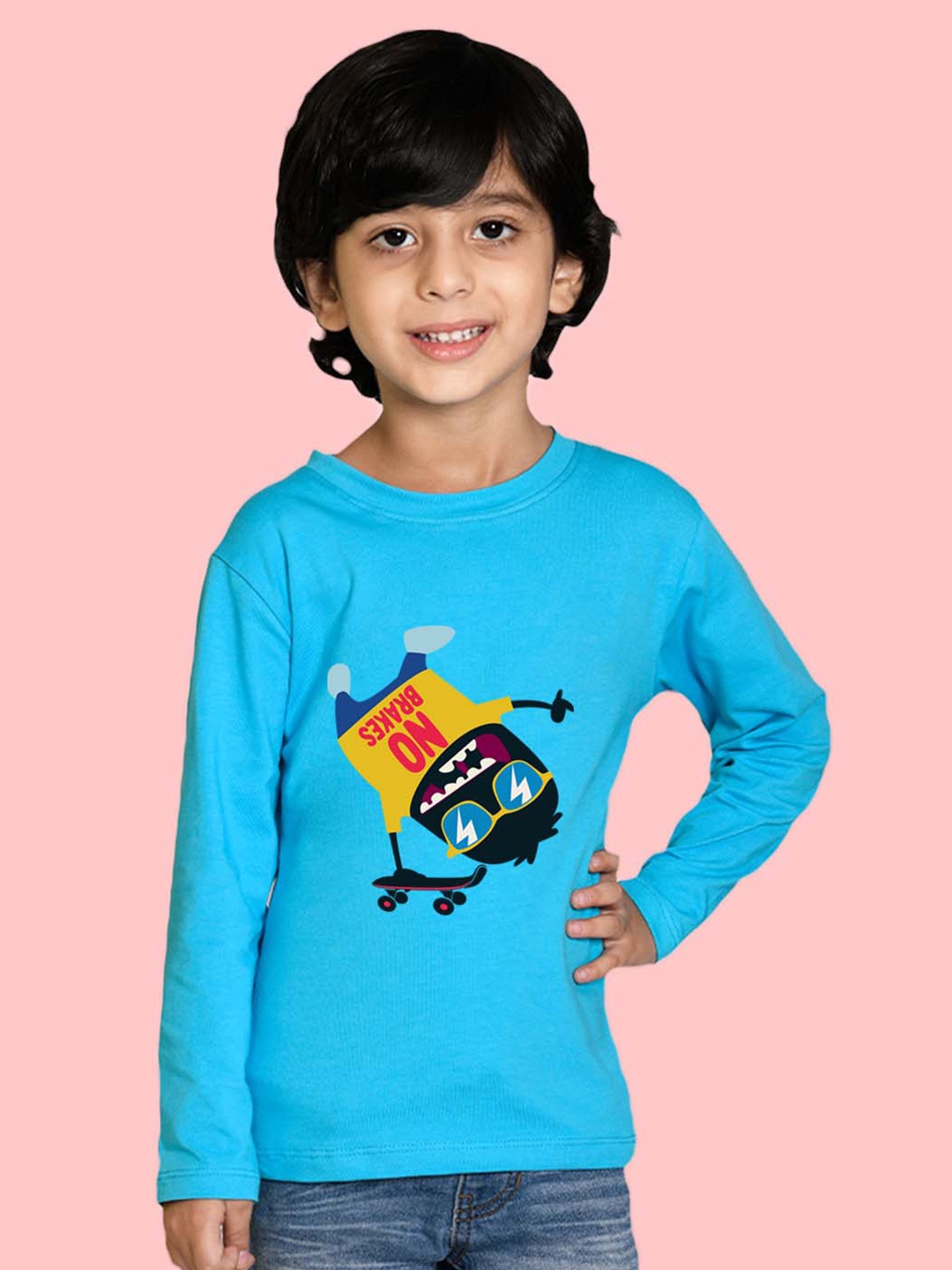 

NUSYL Boys Graphic Printed Cotton T-shirt, Blue