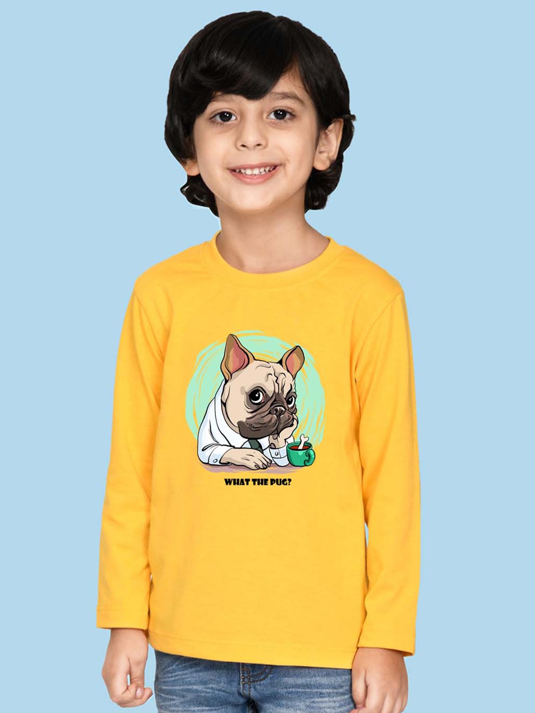 

NUSYL Boys Printed Cotton T-shirt, Yellow