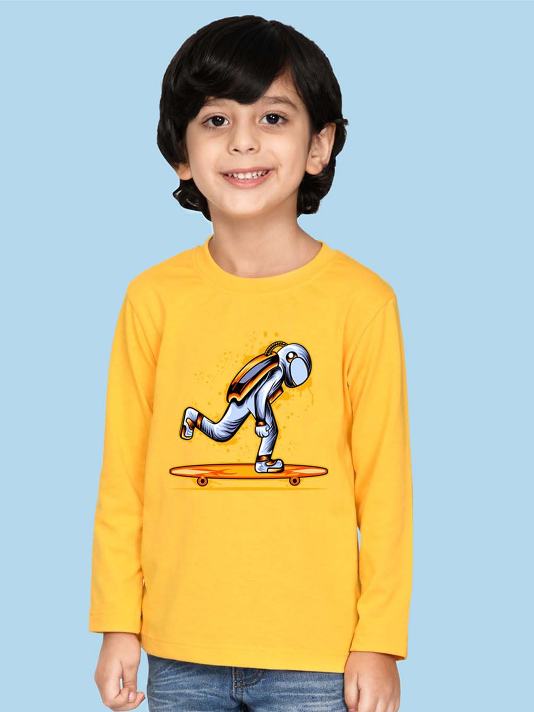 

NUSYL Boys Graphic Printed Cotton T-shirt, Yellow
