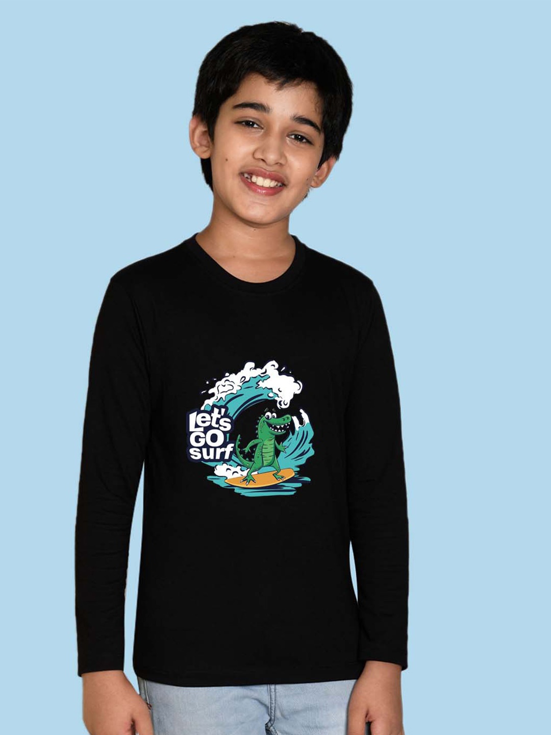 

NUSYL Boys Graphic Printed Cotton T-shirt, Black